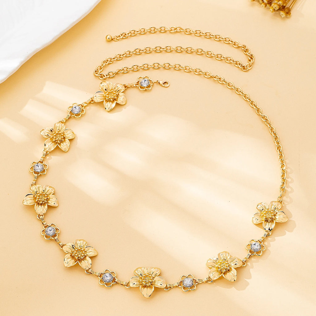 Women's Waist Chain, Shiny Floral Bohemian Style Waist Chain, Suitable for Daily Wear and Vacation Wear