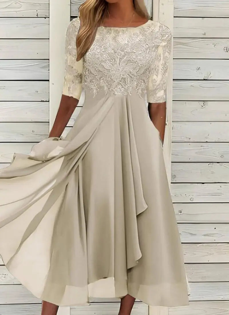 Evening Dress Vestidos Dresses 2025 Woman Elegant Temperament Gentle SlimI Irregular Solid Color Fashion Banquet Chiffon French