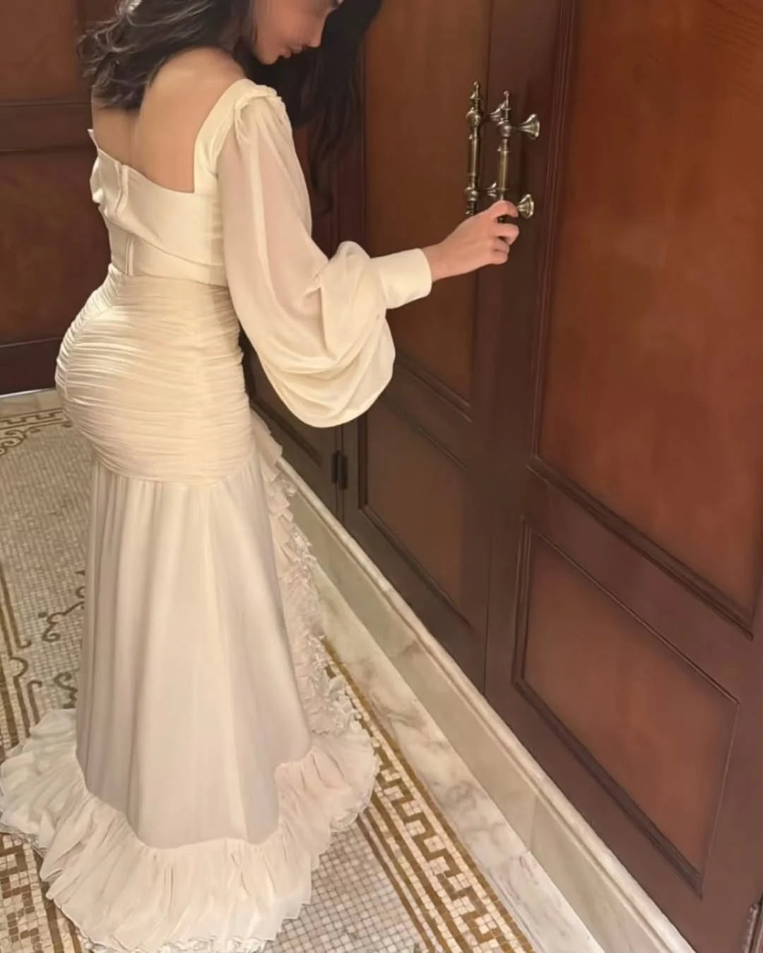 Woman Evening Dresses For Events Luxurious Mermaid Ruffle Front Slit Special Occasion Prom Gowns Customized vestido réveillon