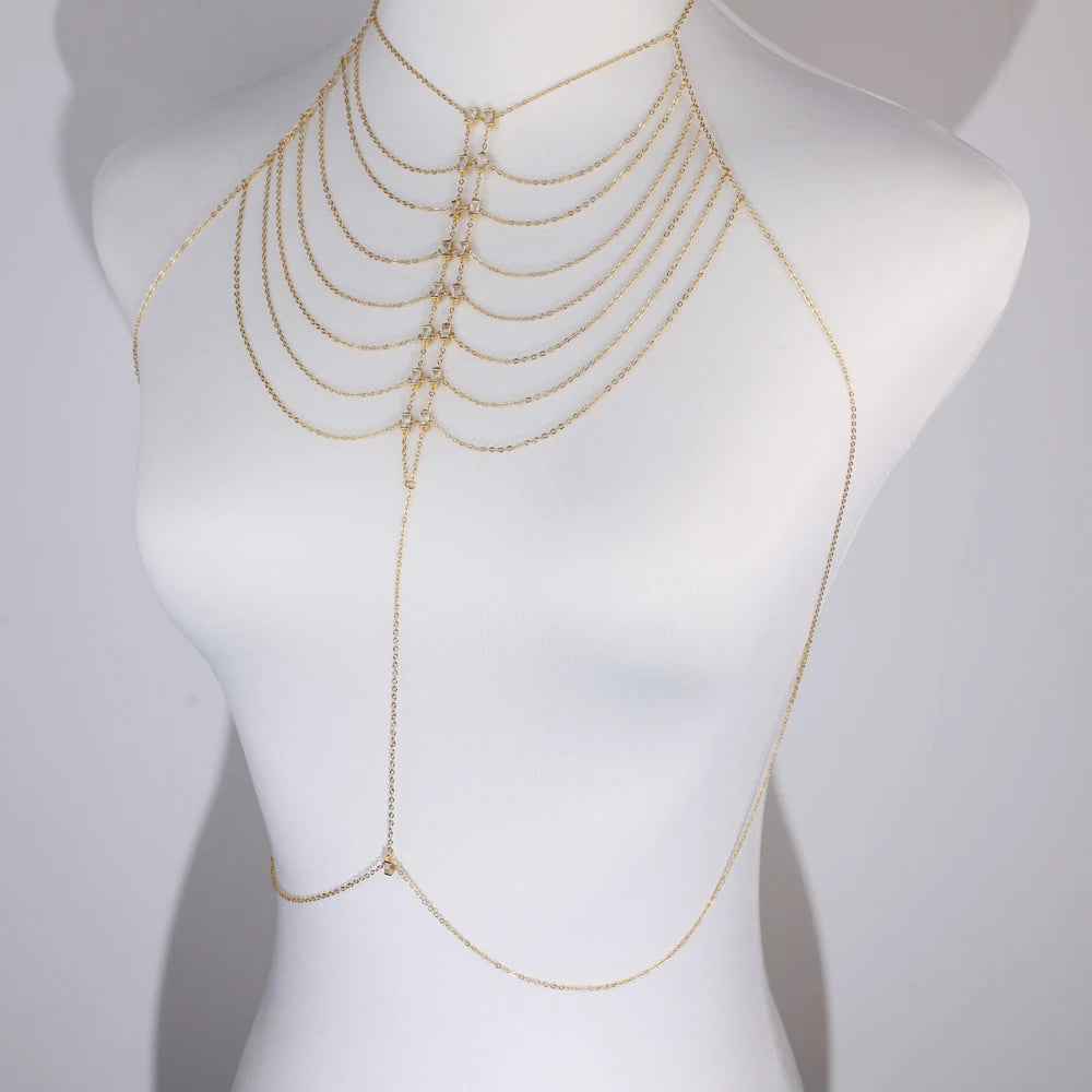 2026 New Fashion Multilayer Chain Hanging Neck Body Chain For Women Bar Party Wedding Sexy Jewelry Accessories