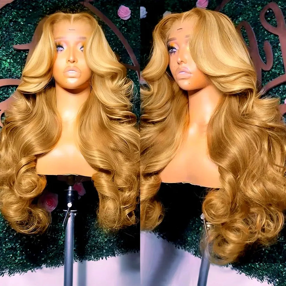 Body Wave Human Hair Wigs 27 Honey Blonde 13X6 Hd Lace Frontal Wig 100% Human Hair 250 Density Colored Preplucked Brazilian Wigs