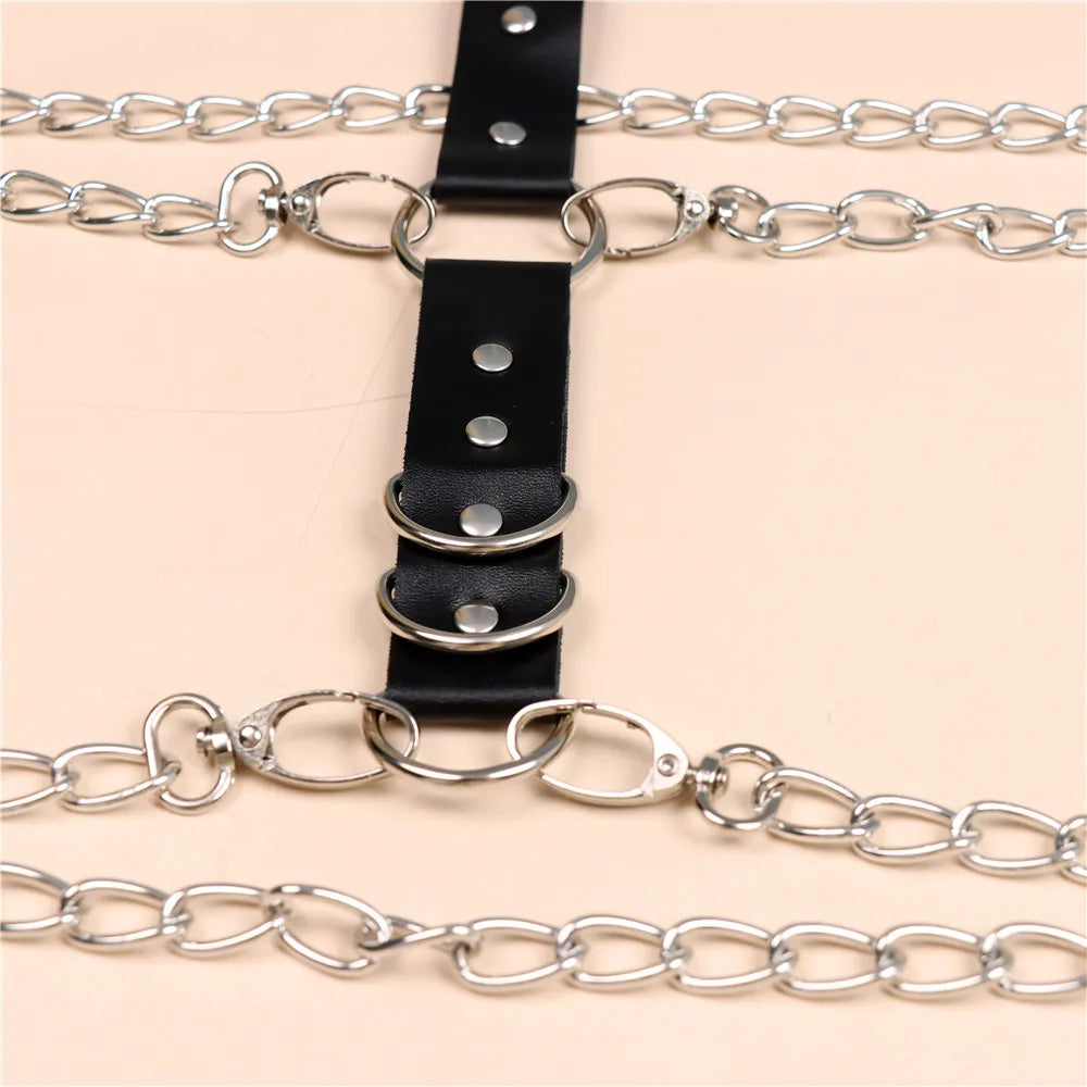 Sexy Leg Chains Men Harness Garter Woman PU Leather Thigh Hip Strap Bondage Belt Gothic Adjustable Suspenders Jeans Accessories