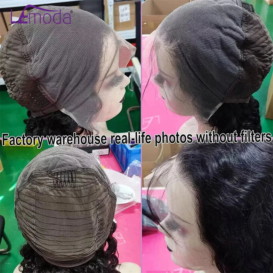 Lemoda 12A 13x6 Full Frontal Lace Wig Water Wave Virgin Human Hair Wig 13x6 HD Lace Front Wigs For Women 180 Density Pre Plucked