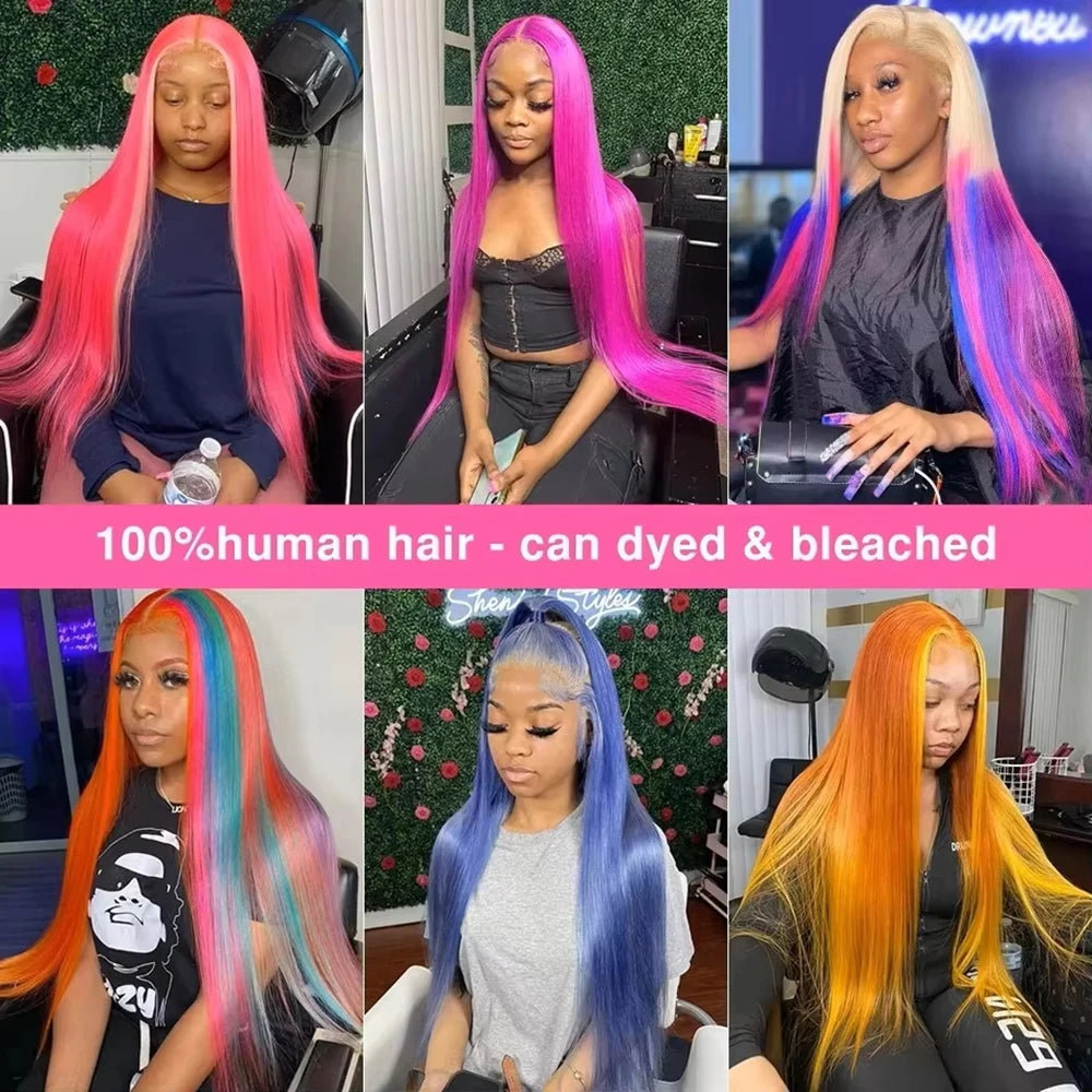 220 Density 5x5 Lace Frontal Wigs Human Hair 40 Inch Black Straight Brazilian 13x6 13x4 Transparent Lace Front Wig For Women 360