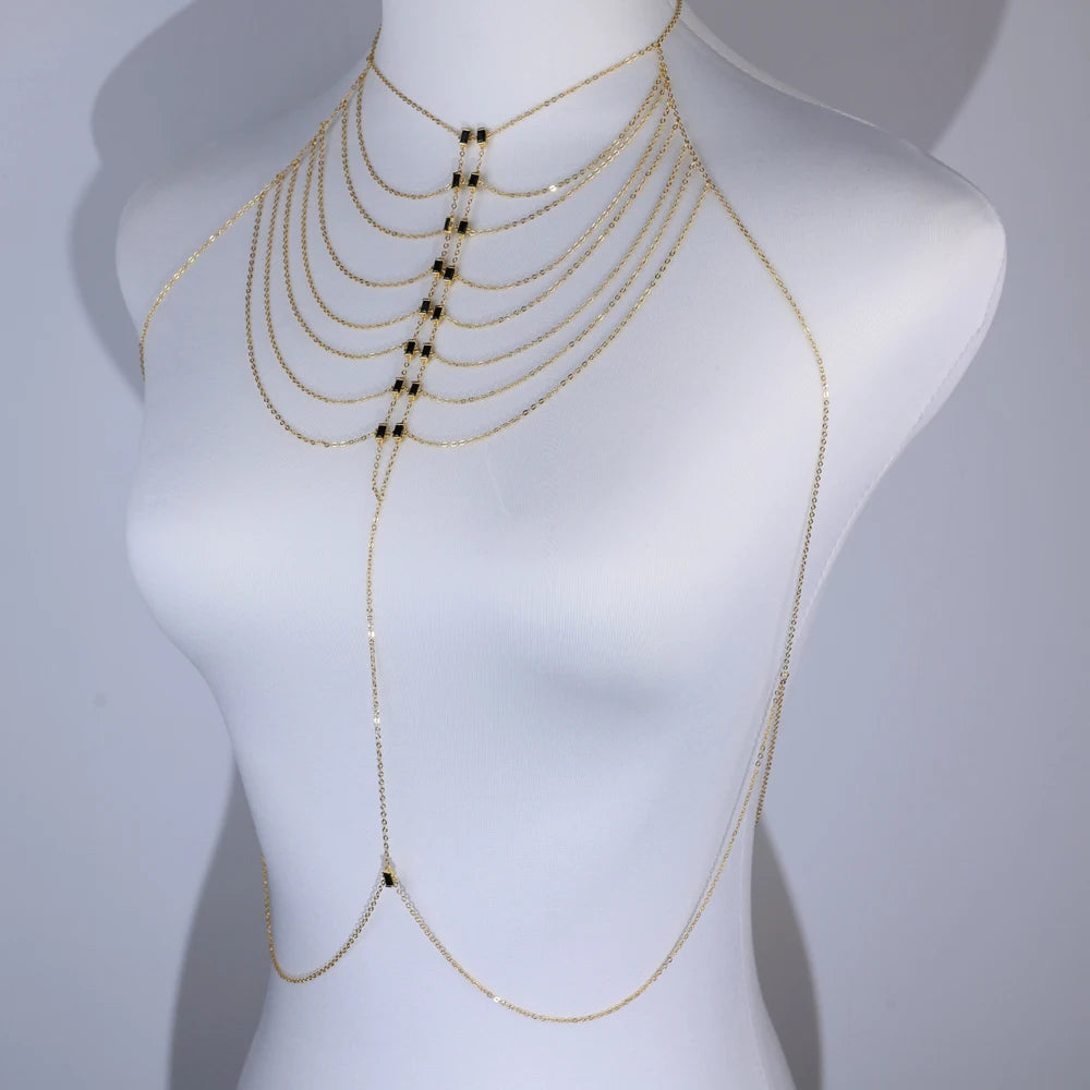 2026 New Fashion Multilayer Chain Hanging Neck Body Chain For Women Bar Party Wedding Sexy Jewelry Accessories