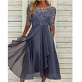 Evening Dress Vestidos Dresses 2025 Woman Elegant Temperament Gentle SlimI Irregular Solid Color Fashion Banquet Chiffon French