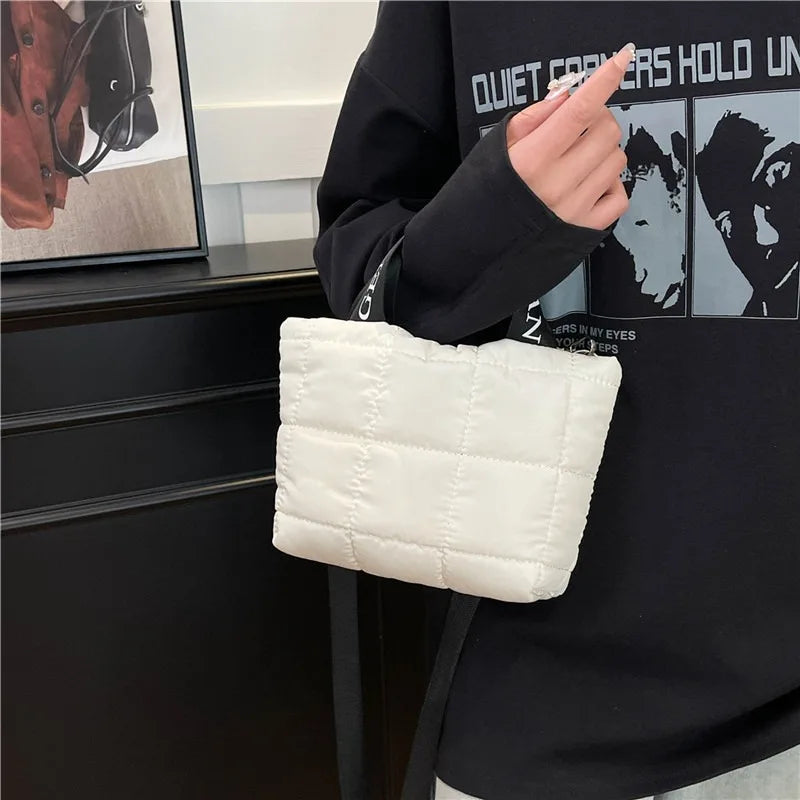 Bags for Woman Fashion Tote Handbags Cotton Padded Shopping Bag Fashion Portable Handbag Quilted Solid for Leisure Travel Сумка
