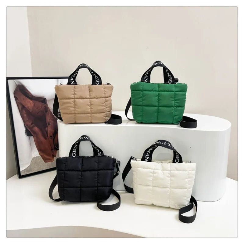Bags for Woman Fashion Tote Handbags Cotton Padded Shopping Bag Fashion Portable Handbag Quilted Solid for Leisure Travel Сумка