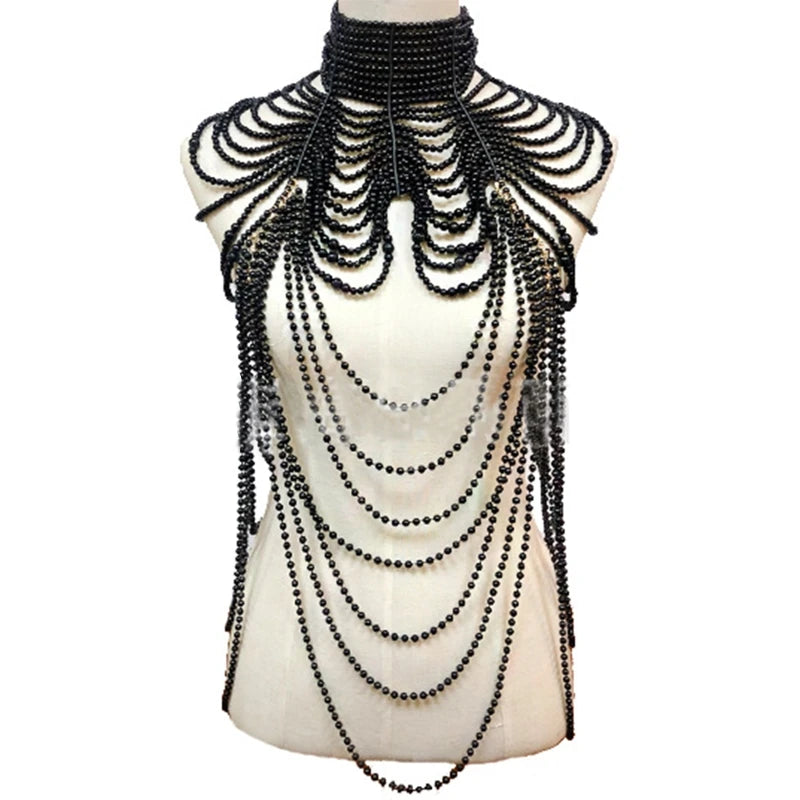 Women Body Chain Sexy Pearl Body Bra Chain Lingerie Festival Outfit Women Waist Chain Rave Festival Accessories Summer Bikin