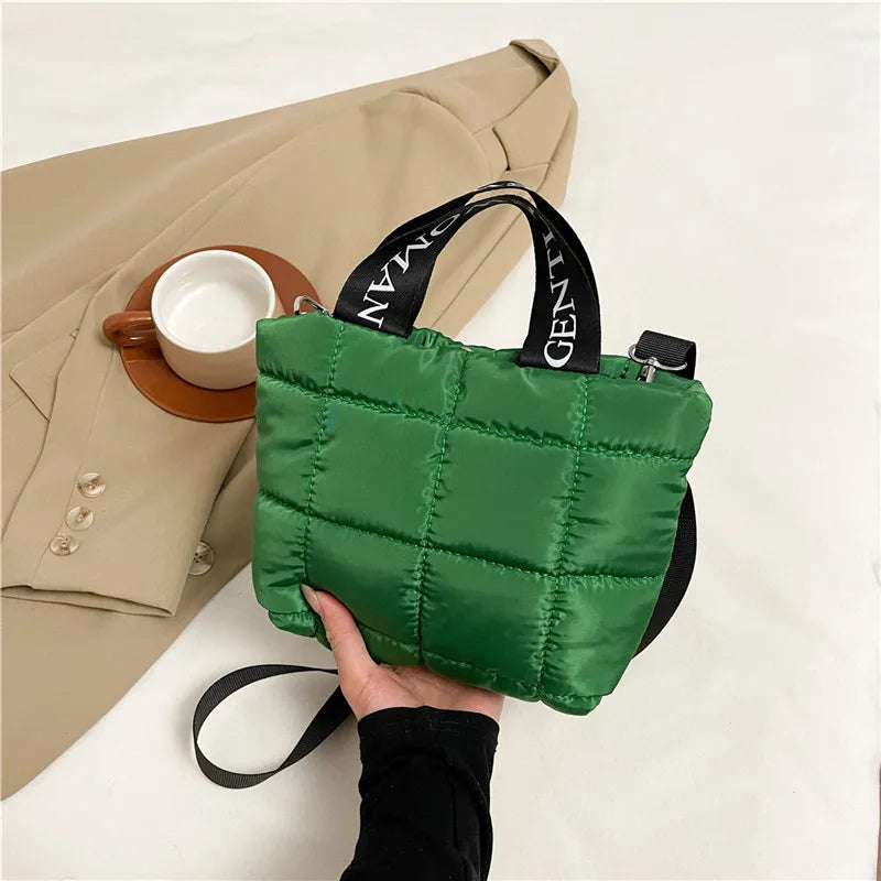 Bags for Woman Fashion Tote Handbags Cotton Padded Shopping Bag Fashion Portable Handbag Quilted Solid for Leisure Travel Сумка