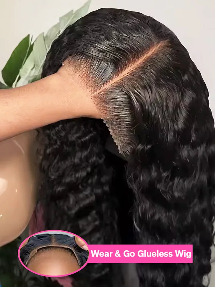 Water Wave Glueless Wig Curly Lace Front Human Hair Wigs Deep Wave 13x6 HD Lace Frontal Wig Wear Go 7x5 HD Lace Closure Wig