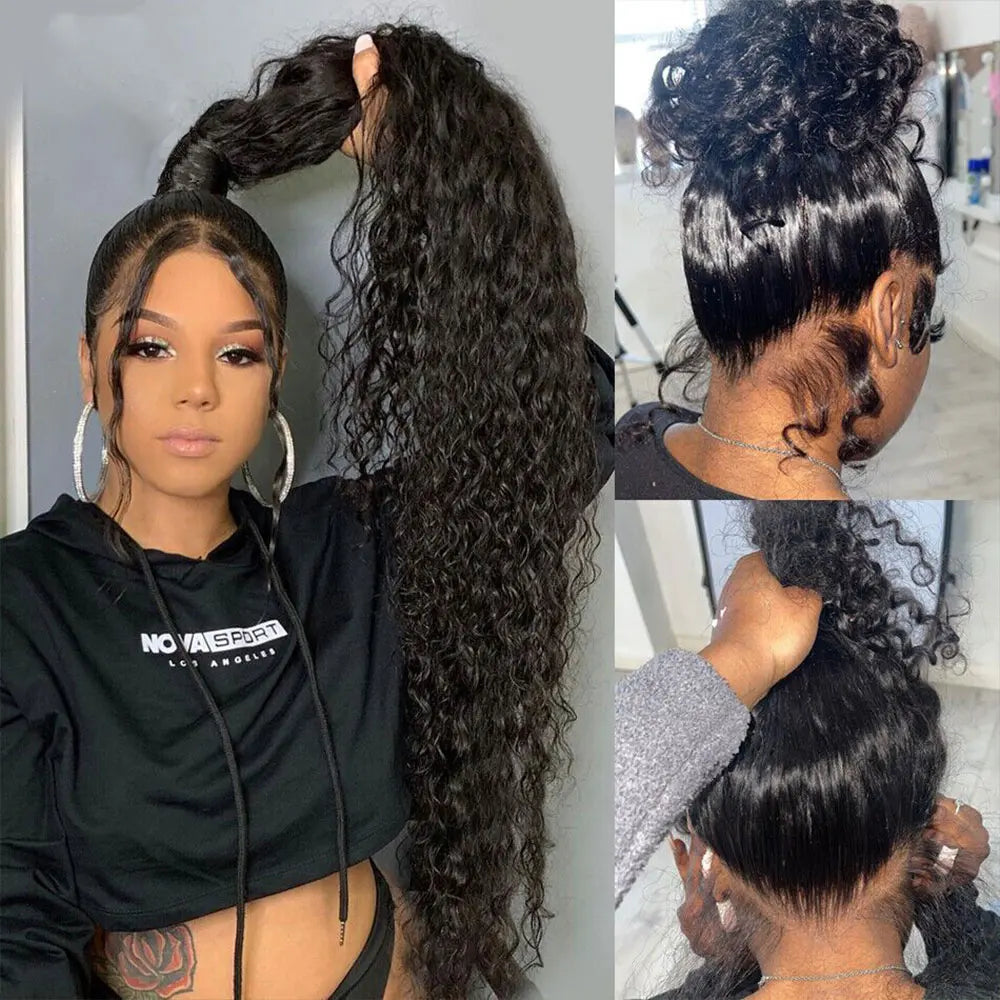 30 40 Inch HD 13x6 Deep Wave Lace Frontal Wigs Brazilian 13x4 Water Wave Curly Lace Front Human Hair Pre Plucked Wigs For Women