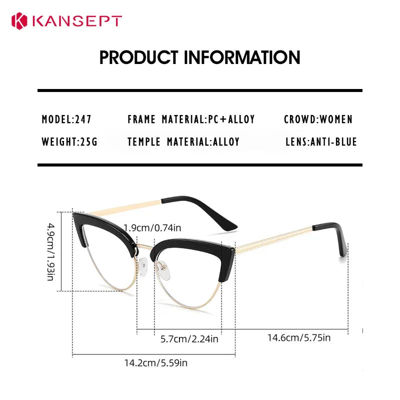 KANSEPT Woman Glasses in Trend Optical Lenses for Women Eyeglasses Women's Eyeglass Frame Transparent Eyepieces Eyewear Lunette