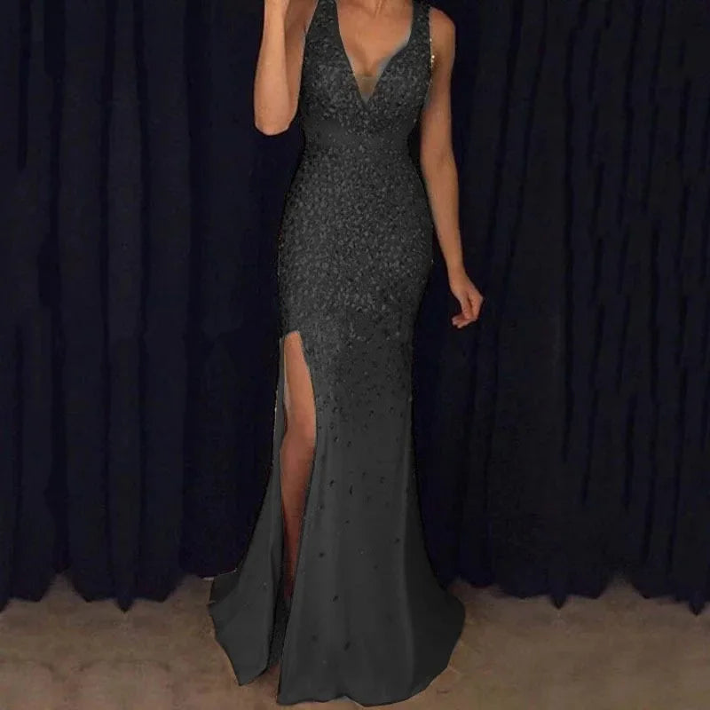 Woman's Clothes Long Dresses 2025 New Style New Slit Bronzing Dress Long Skirt Evening Dress Sexy Outfits Women Female Clothing