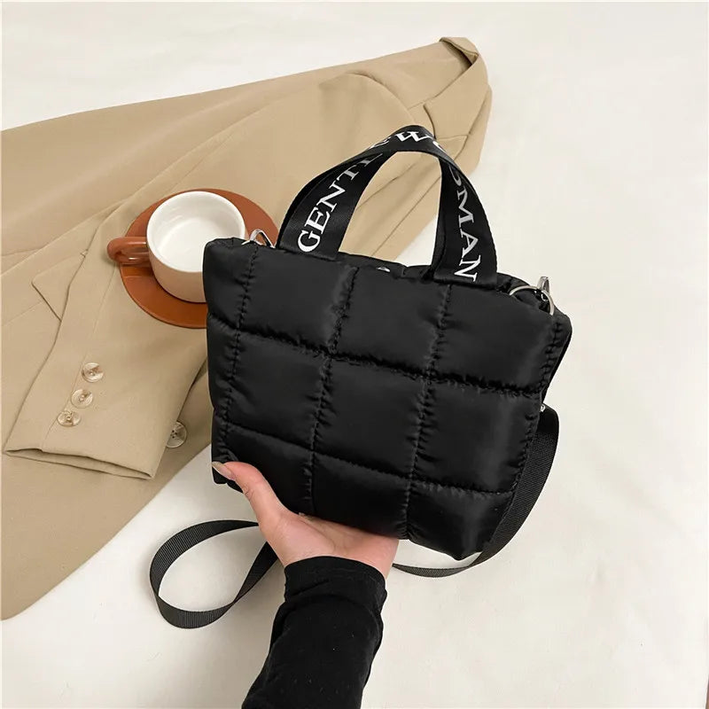 Bags for Woman Fashion Tote Handbags Cotton Padded Shopping Bag Fashion Portable Handbag Quilted Solid for Leisure Travel Сумка