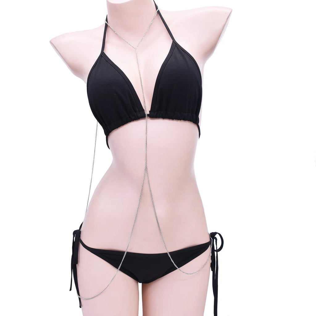 Body Chain Crossover Thin Bra Bikini Waist Belly Body Chains Beach Body Necklace Jewelry for Women