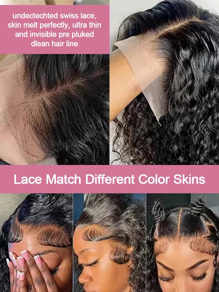 40 46 Inch 13x6 Loose Deep Wave HD Lace Frontal Human Hair Wigs For Women 13x4 Water Wave Curly Lace Front Wig Brazilian 300%