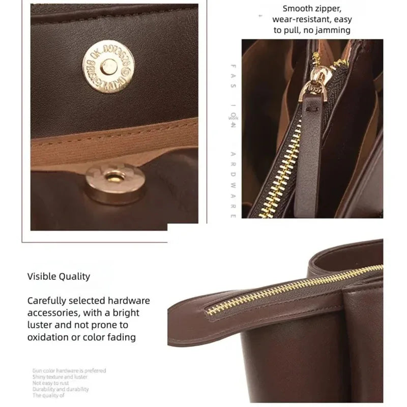 Women's Handbag, High-End Fashion Shoulder Bag, Simple Solid Color Casual Bag, Commuting and Shopping Tote Bag, Large Capacity Tote Bag