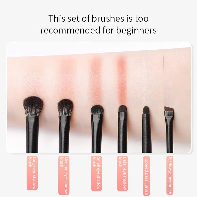 6PCS Eyes Makeup Brushes Set Professional Soft Contouring Eyeshadow Eyeliner Eyebrow Brush Women Facial Beauty Cosmetic Tool