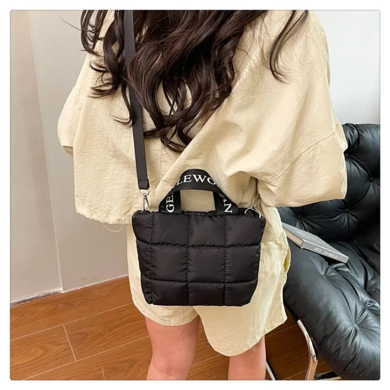 Bags for Woman Fashion Tote Handbags Cotton Padded Shopping Bag Fashion Portable Handbag Quilted Solid for Leisure Travel Сумка