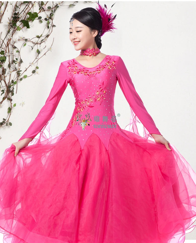 Modern Dance Dress for Woman New Social Dance Costume Ballroom Dancing Competition Clothes Waltz Performance Dress