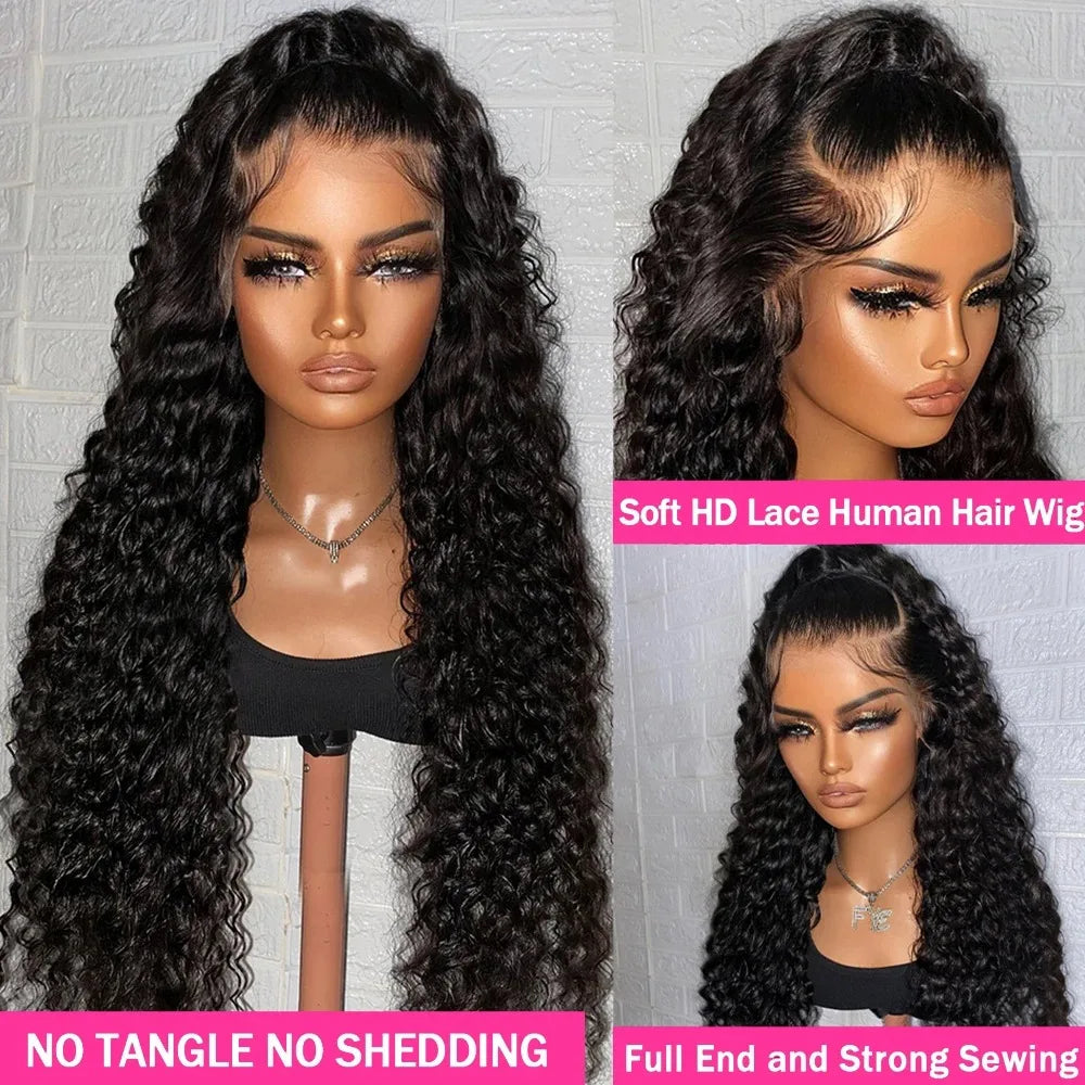 Deep Wave Lace Front Wigs Human Hair Pre Plucked 180% Density HD 13x6 Lace Frontal Wigs For Women Human Hair Lace Frontal Wigs