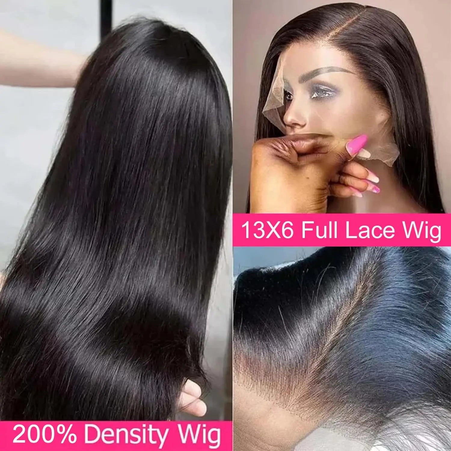 Lemoda 13x6 Full Lace Frontal Wig 200% Density Straight Lace Front Wigs Human Hair HD Transparent Lace Glueless Wig Pre Plucked