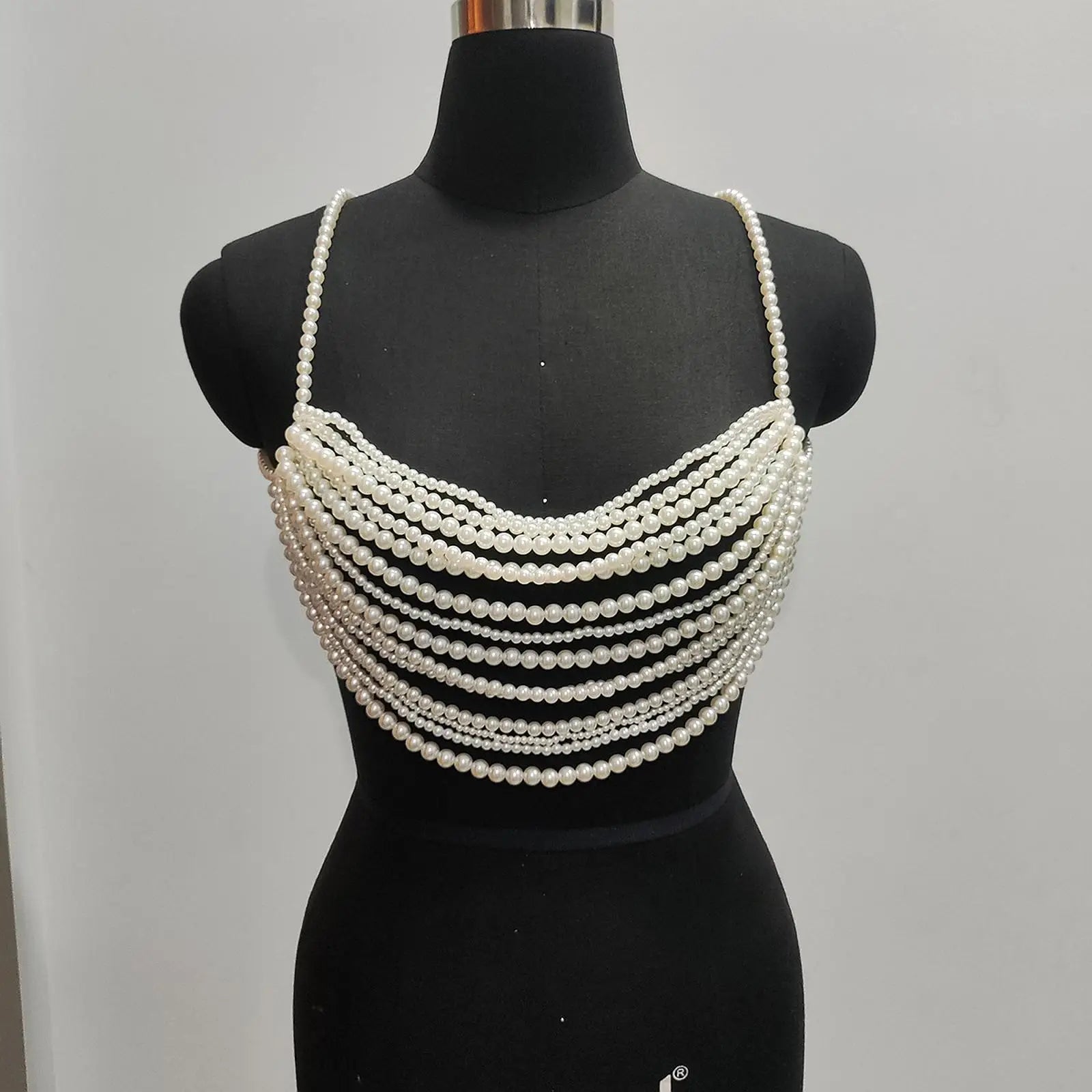 Beaded Body Chain Bra Chain Body Jewelry Beach Accessories Chest Chain Bikini Chain for Carnival Concert Rave Music Festival