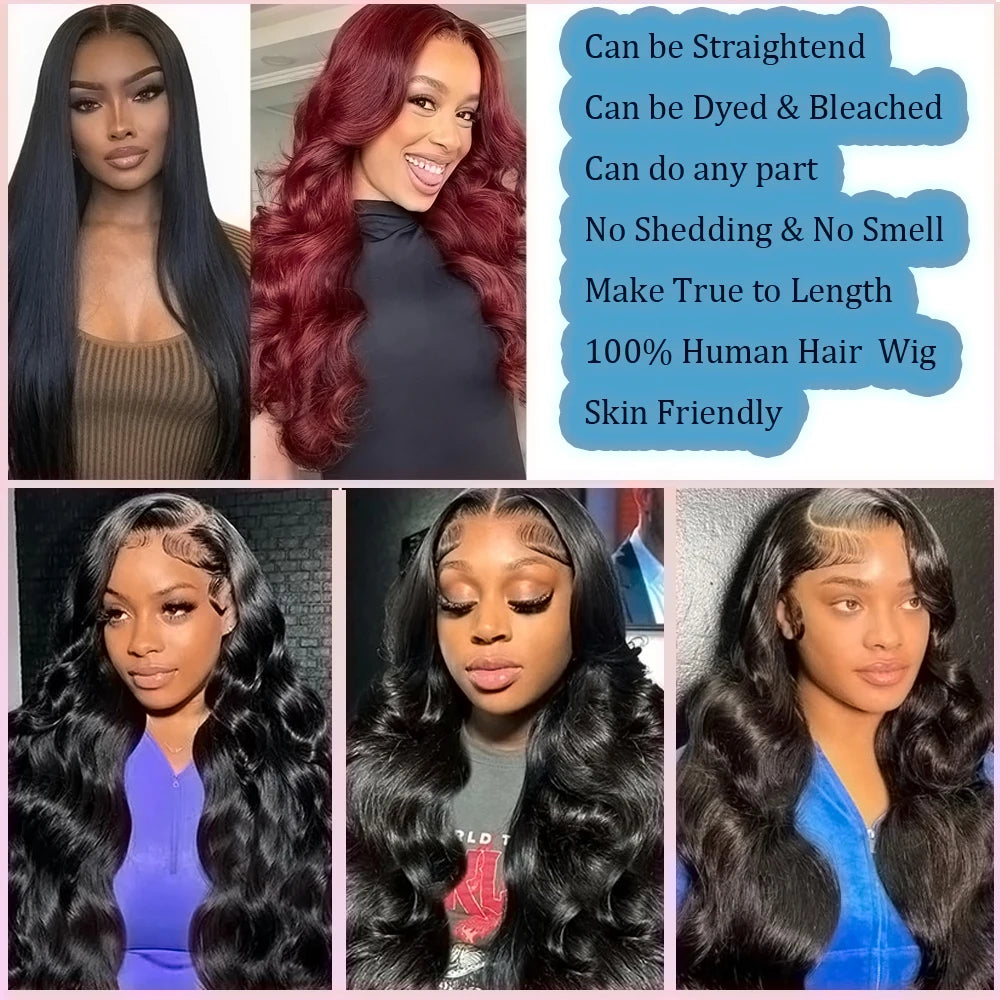 13x4 Body Wave Human Hair Wig 250 Density HD Lace Frontal 13x6 High Quality 100% Human Hair Wigs for Women