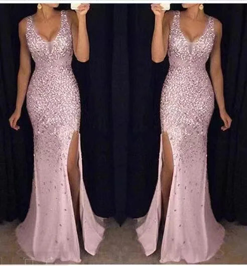 Woman's Clothes Long Dresses 2025 New Style New Slit Bronzing Dress Long Skirt Evening Dress Sexy Outfits Women Female Clothing