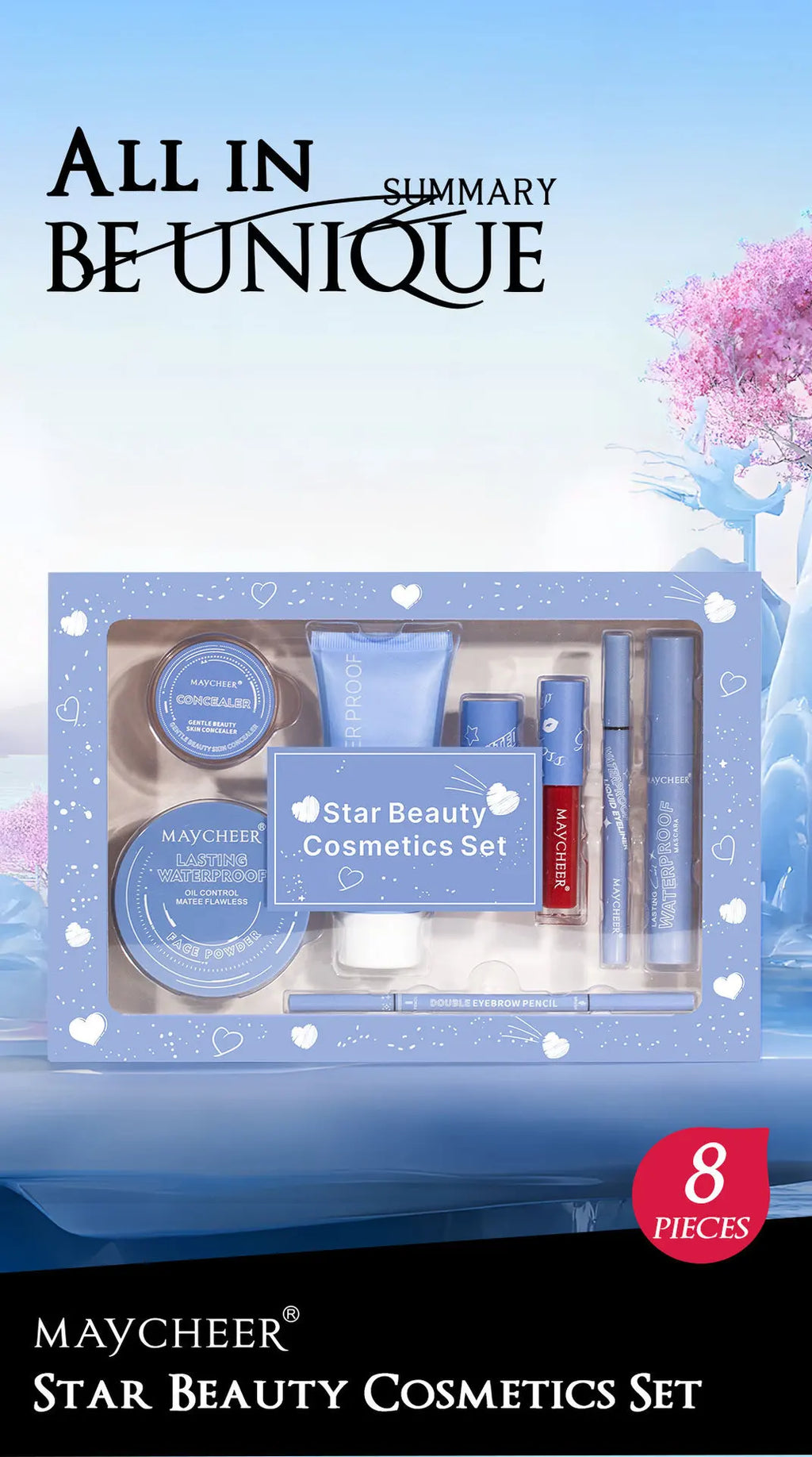 All-In-One Makeup Set,Full Makeup Kit Gift Include Concealer,Foundation,Eyeliner,Eyebrow Pen,Mascara,Lipstick Makeup for Women
