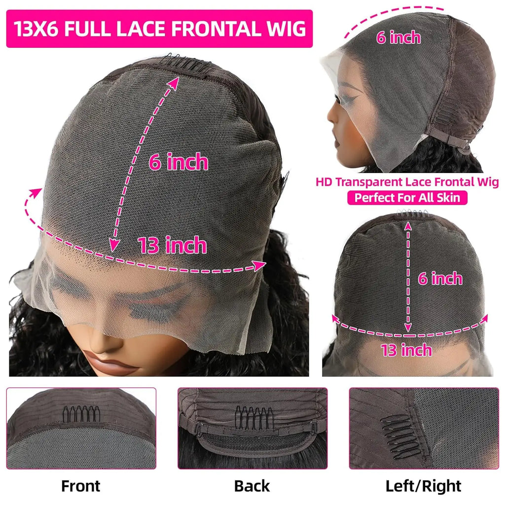Lemoda 13x6 Full Lace Frontal Wig 200% Density Straight Lace Front Wigs Human Hair HD Transparent Lace Glueless Wig Pre Plucked