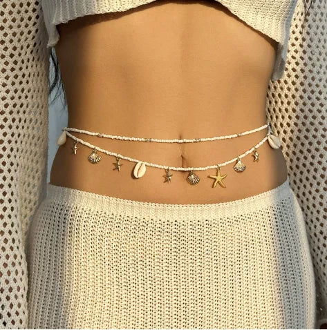 Body jewelry woman Pearl belly waist chain with Skirt Metal Chain Sexy Pendant Adjustable Navel Accessories sexy tоy for women