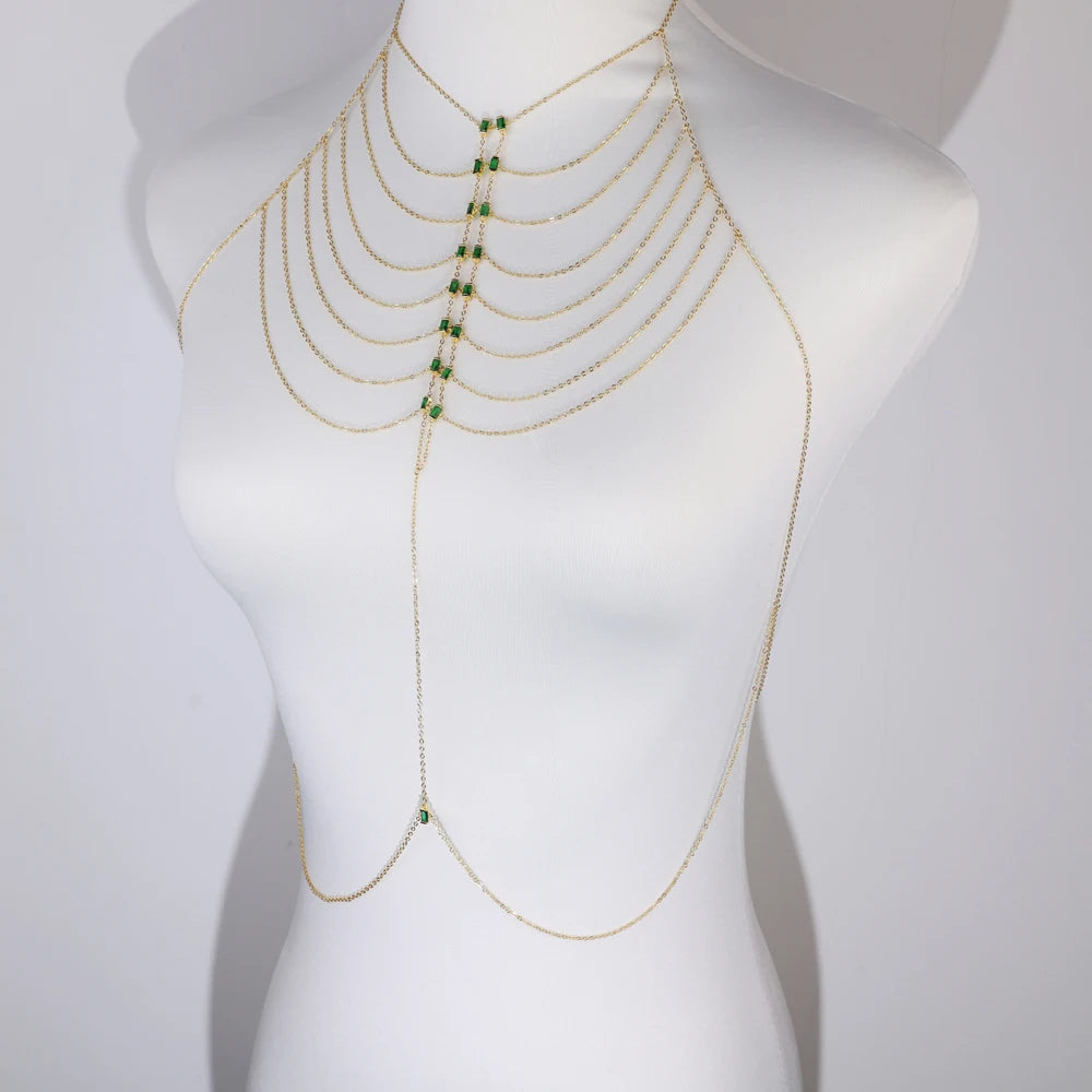 2026 New Fashion Multilayer Chain Hanging Neck Body Chain For Women Bar Party Wedding Sexy Jewelry Accessories