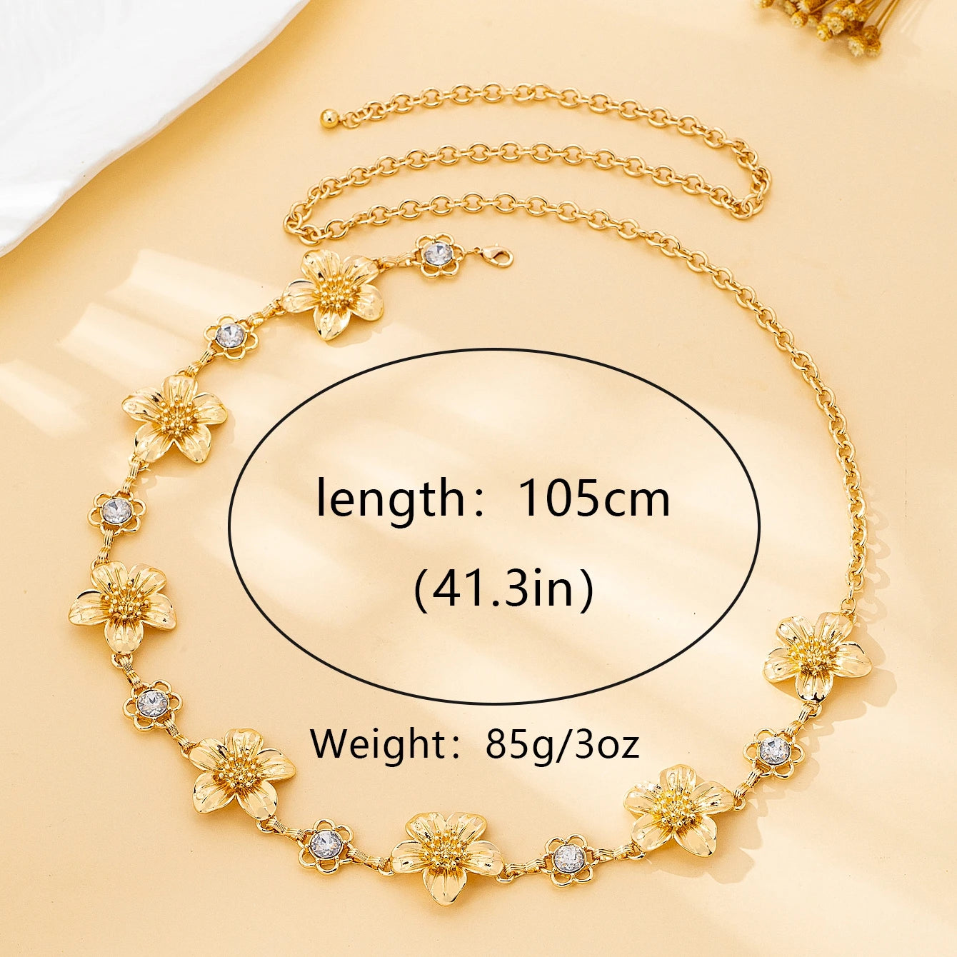 Women's Waist Chain, Shiny Floral Bohemian Style Waist Chain, Suitable for Daily Wear and Vacation Wear
