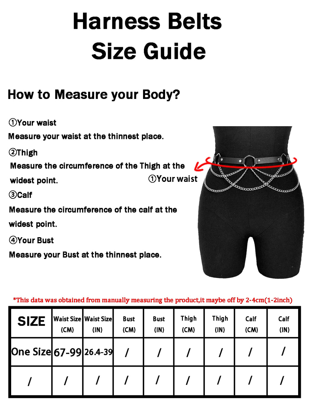 Women Sexy Body Chain PU Harness Waist Chain Accessories Adjustable Chain Belly Belt Gothic Body Chain Festival Girls Jewelry