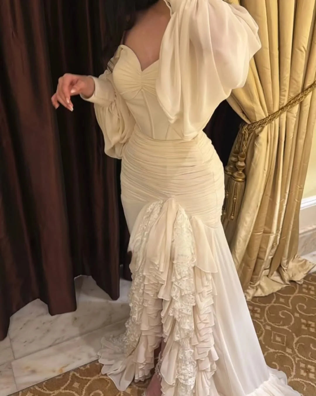 Woman Evening Dresses For Events Luxurious Mermaid Ruffle Front Slit Special Occasion Prom Gowns Customized vestido réveillon