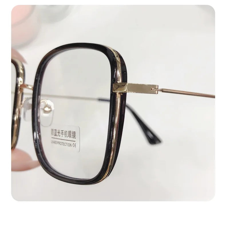 Large Square Frame Woman Glasses Ins Girl Fashion Transparent Reading Glass High-definition Anti-blue Light Computer Eyeglass