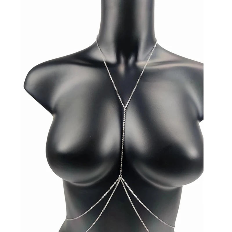 Body Jewelry Sexy Chest Chain Bikini Belly Chains for Women Cross Waist Chains Female Body Suit Girl Fashion Beach Simple Luxury