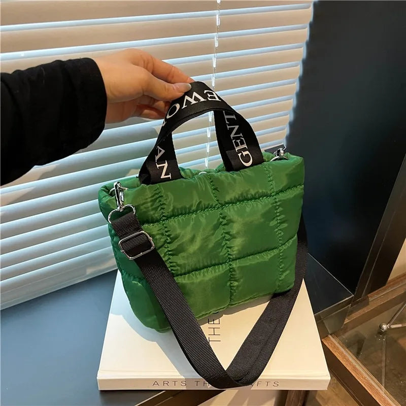 Bags for Woman Fashion Tote Handbags Cotton Padded Shopping Bag Fashion Portable Handbag Quilted Solid for Leisure Travel Сумка