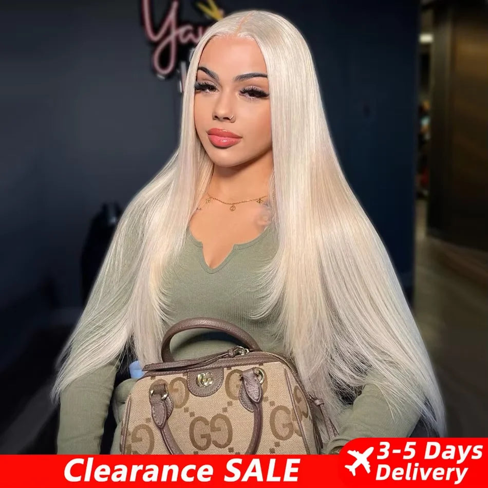CLEARANCE 13x6 HD Transparent 613 Blonde Lace Front Human Hair Wigs 180% 250% Brazilian Straight Frontal Human Hair Wigs