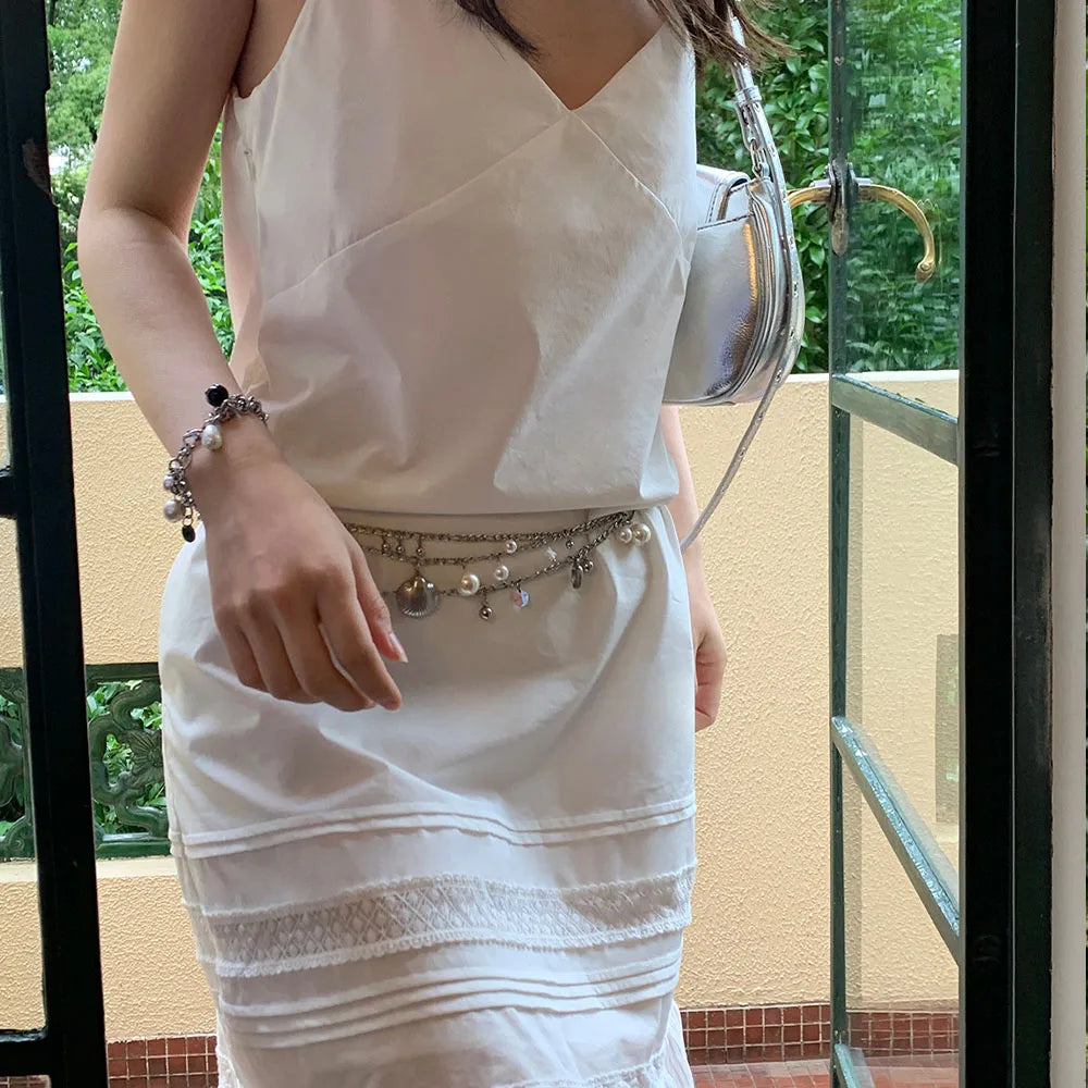 Body jewelry woman Pearl belly waist chain with Skirt Metal Chain Sexy Pendant Adjustable Navel Accessories sexy tоy for women