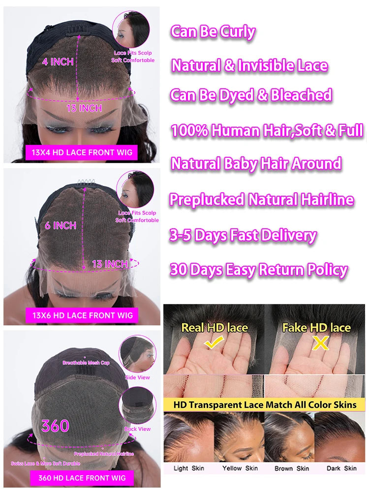 40 Inch Water Wave Lace Human Hair Front Wigs 13x4 13x6 Hd Lace Deep Wave Frontal Wig 360 Curly Brazilian Wigs For Black Women