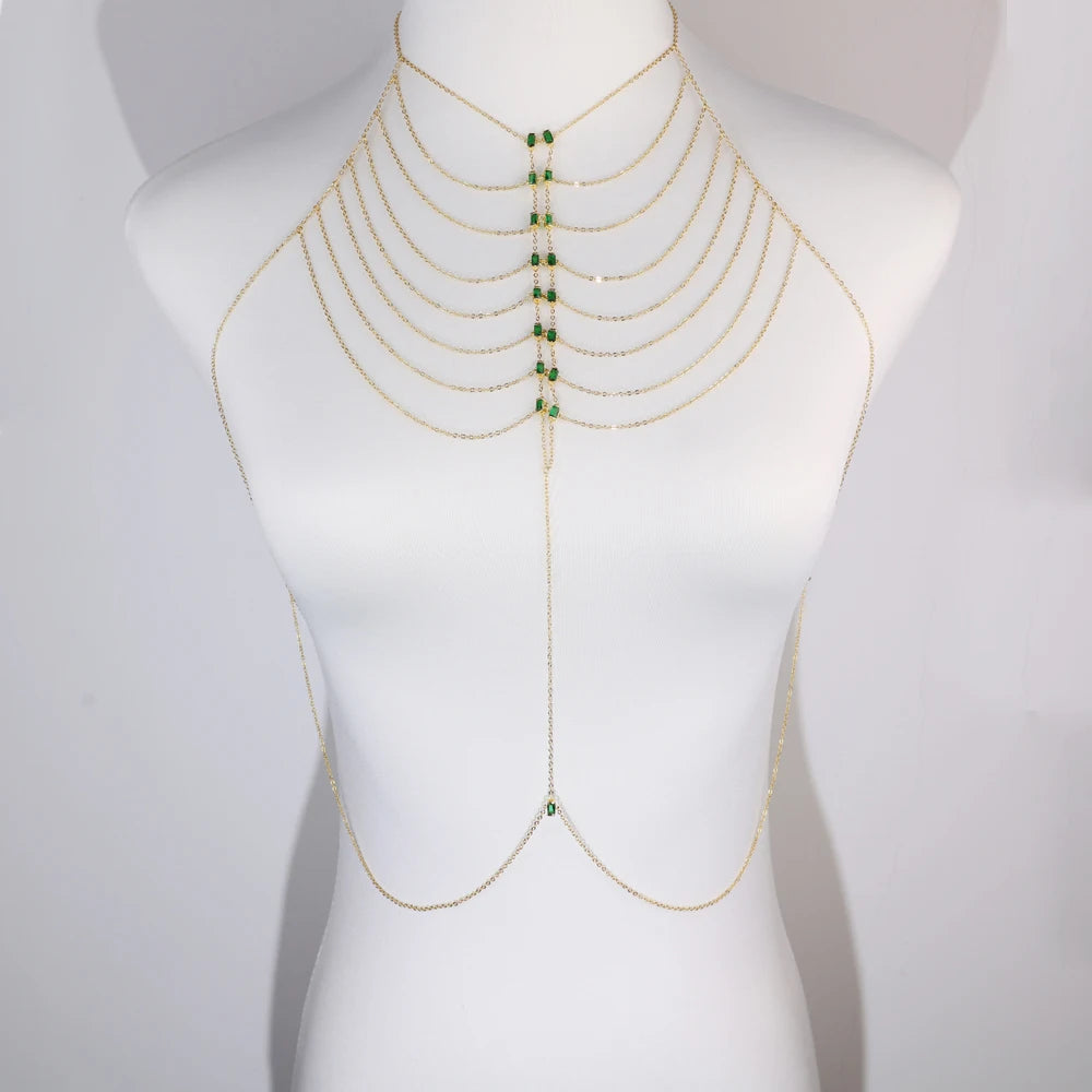 2026 New Fashion Multilayer Chain Hanging Neck Body Chain For Women Bar Party Wedding Sexy Jewelry Accessories