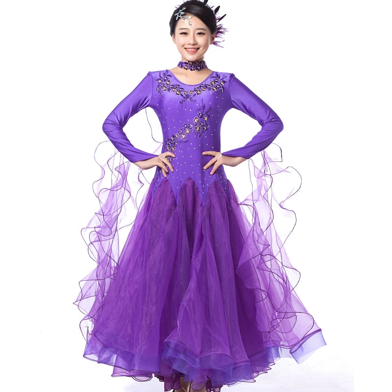 Modern Dance Dress for Woman New Social Dance Costume Ballroom Dancing Competition Clothes Waltz Performance Dress
