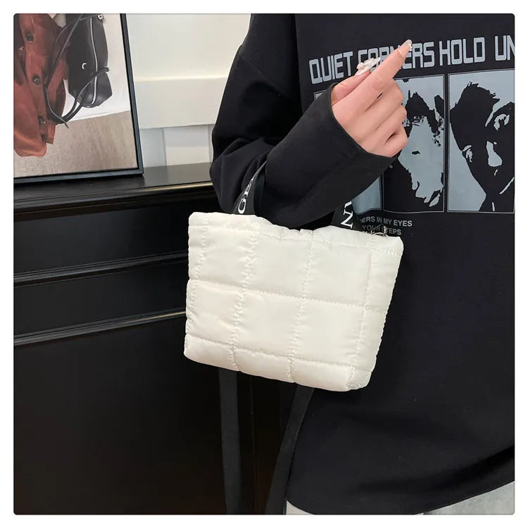 Bags for Woman Fashion Tote Handbags Cotton Padded Shopping Bag Fashion Portable Handbag Quilted Solid for Leisure Travel Сумка