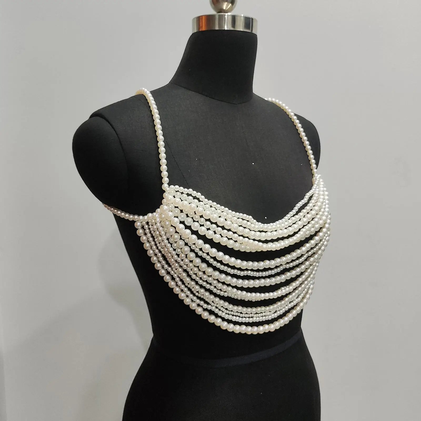 Beaded Body Chain Bra Chain Body Jewelry Beach Accessories Chest Chain Bikini Chain for Carnival Concert Rave Music Festival