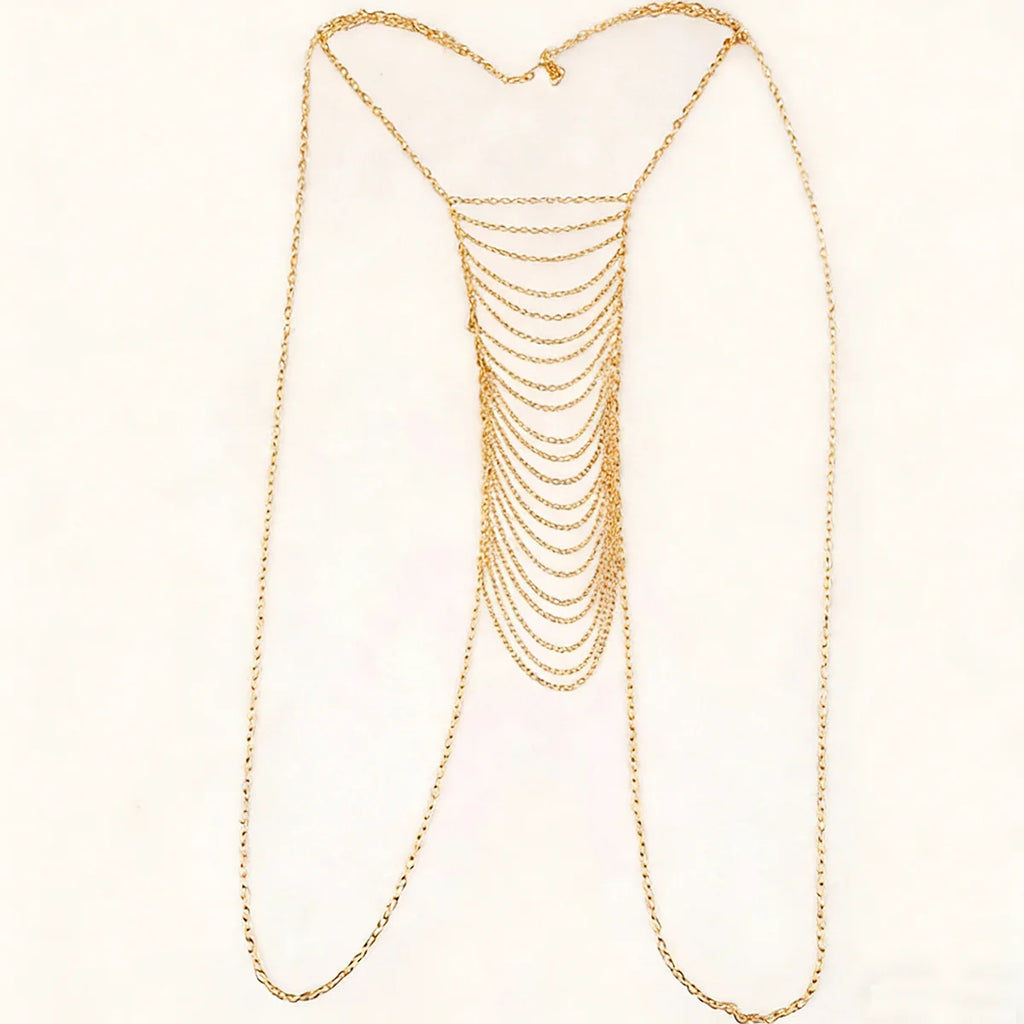 Body Chain Crossover Thin Bra Bikini Waist Belly Body Chains Beach Body Necklace Jewelry for Women