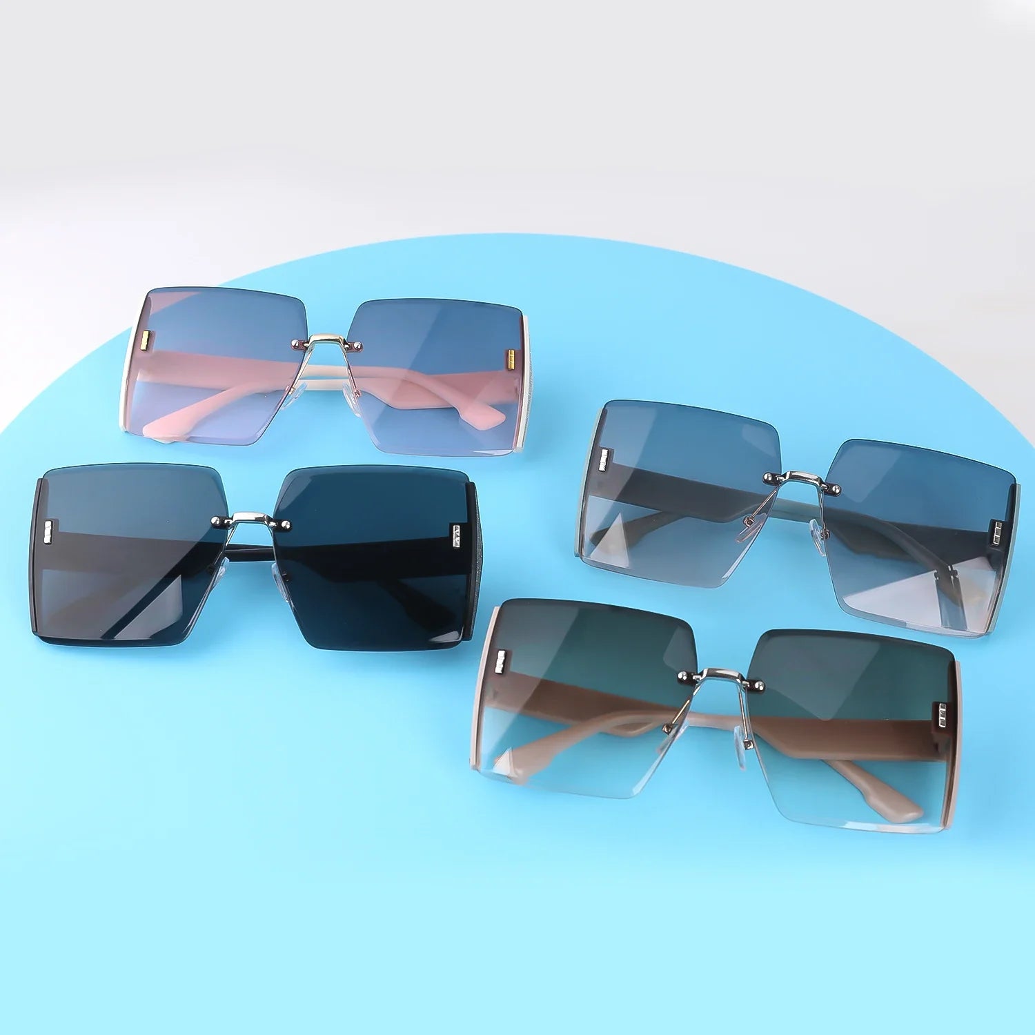 Women's Sun Glasses Vintage Square Sunglasses Woman Classic Retro Gradient Mirror Frameless Sun Glasses Female Fashion