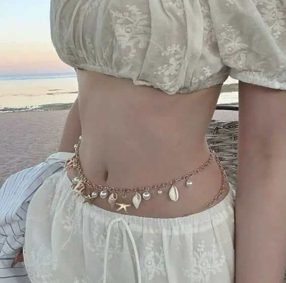 Body jewelry woman Pearl belly waist chain with Skirt Metal Chain Sexy Pendant Adjustable Navel Accessories sexy tоy for women